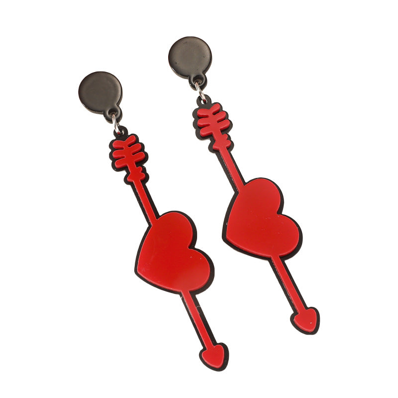 Wholesale Valentine's Day Series Heart Long Acrylic Earrings