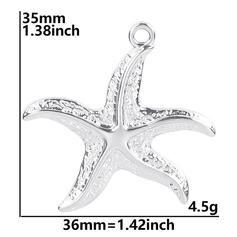 Wholesale 5pcs Steel Color Irregular Starfish Titanium Steel Colorful Pendant Accessories