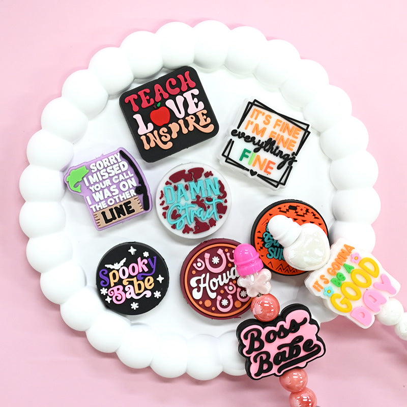 Wholesale Random 100pcs Flower Horror  Phrase Focal Beads