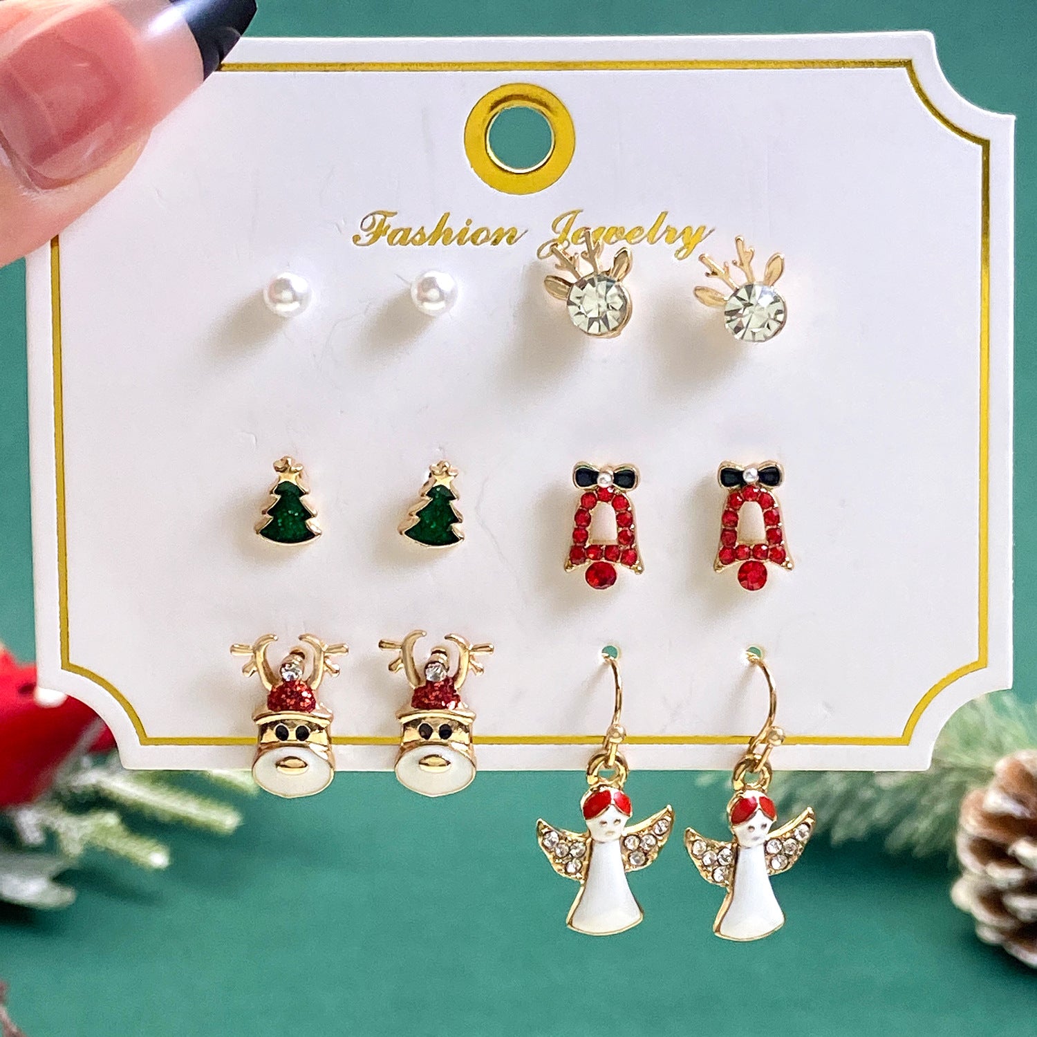 Wholesale Cute Elk Santa Claus Snowman Cartoon Oil Drop Christmas Earrings