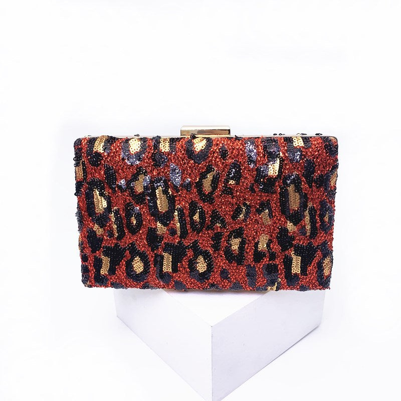 Wholesale Sequin Leopard Print Evening Bag