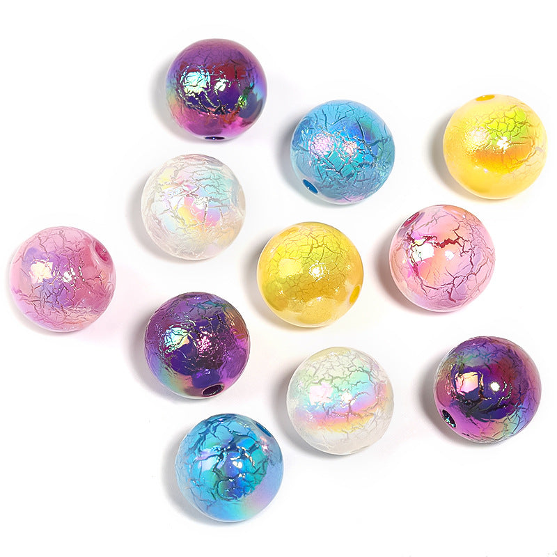 Wholesale 100pcs 16mm Spray Paint Crack Round Beads UV Electroplating Acrylic Diy Jewelry Beads