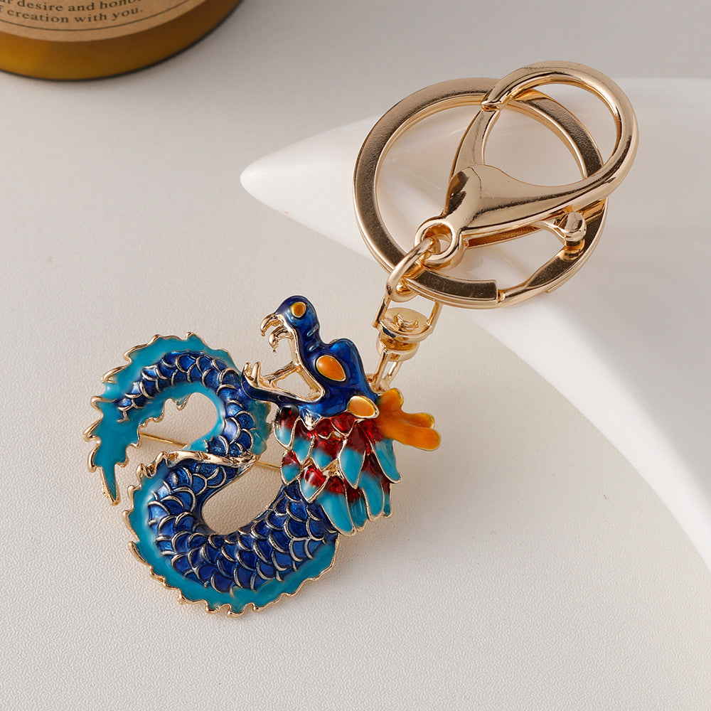Wholesale Chinese Style Animal Zodiac Dragon Alloy Rhinestone Keychain
