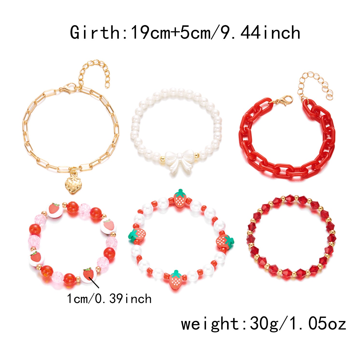 Wholesale Cute Heart Strawberry Cherry Creative Matchinging Bracelet