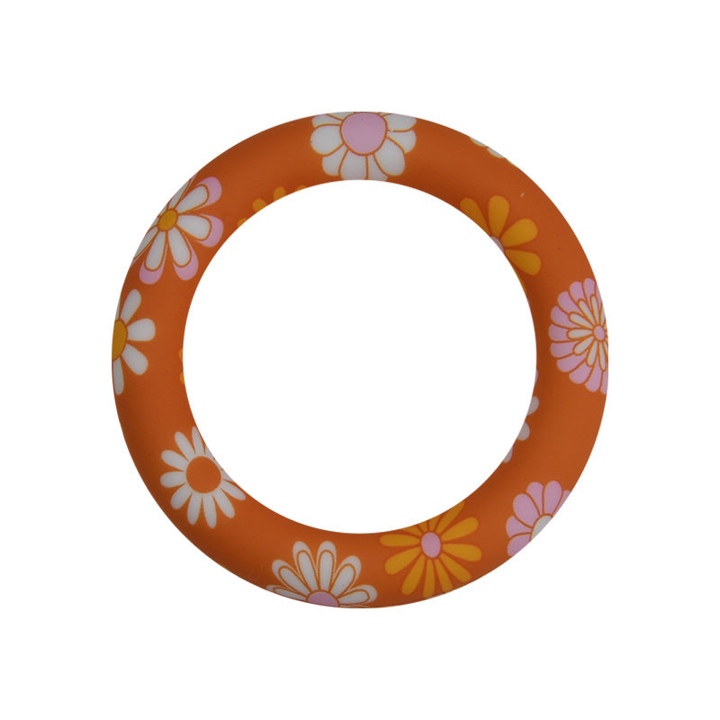 Wholesale 10PCS 65mm Teether Ring Food Grade Silicone Baby Teether Teether Pacifier Chain Accessories