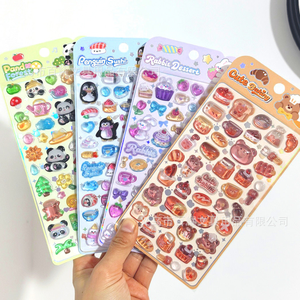 Wholesale Embossed Strawberry Ocean Unicorn Cartoon 3D Stickers  OLY Exclusive