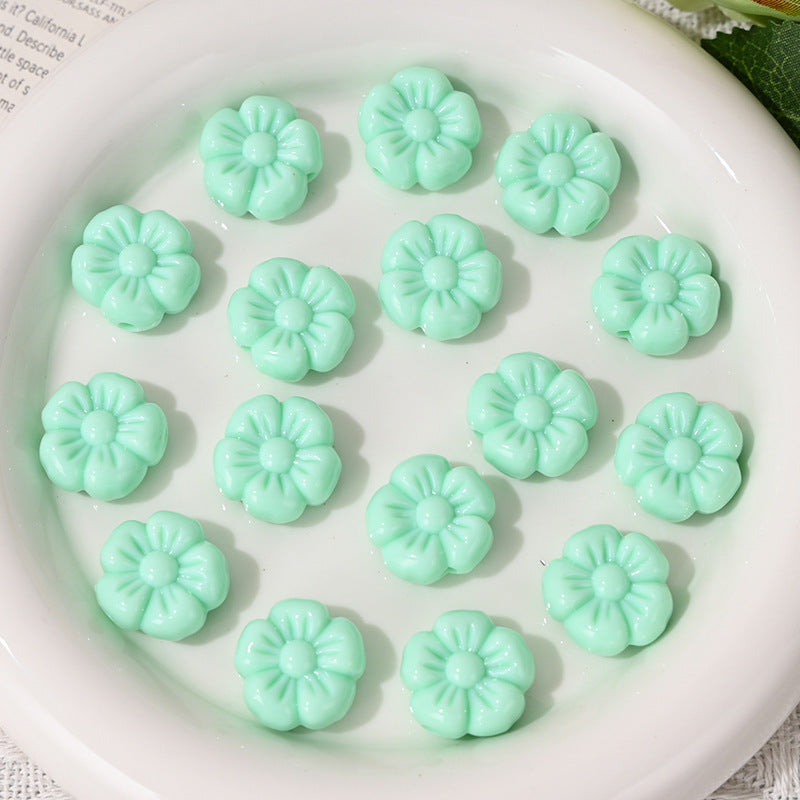 Wholesale 5pcs/pack  Acrylic Cream Candy Color Small Flower Beads  Acrylic Beads