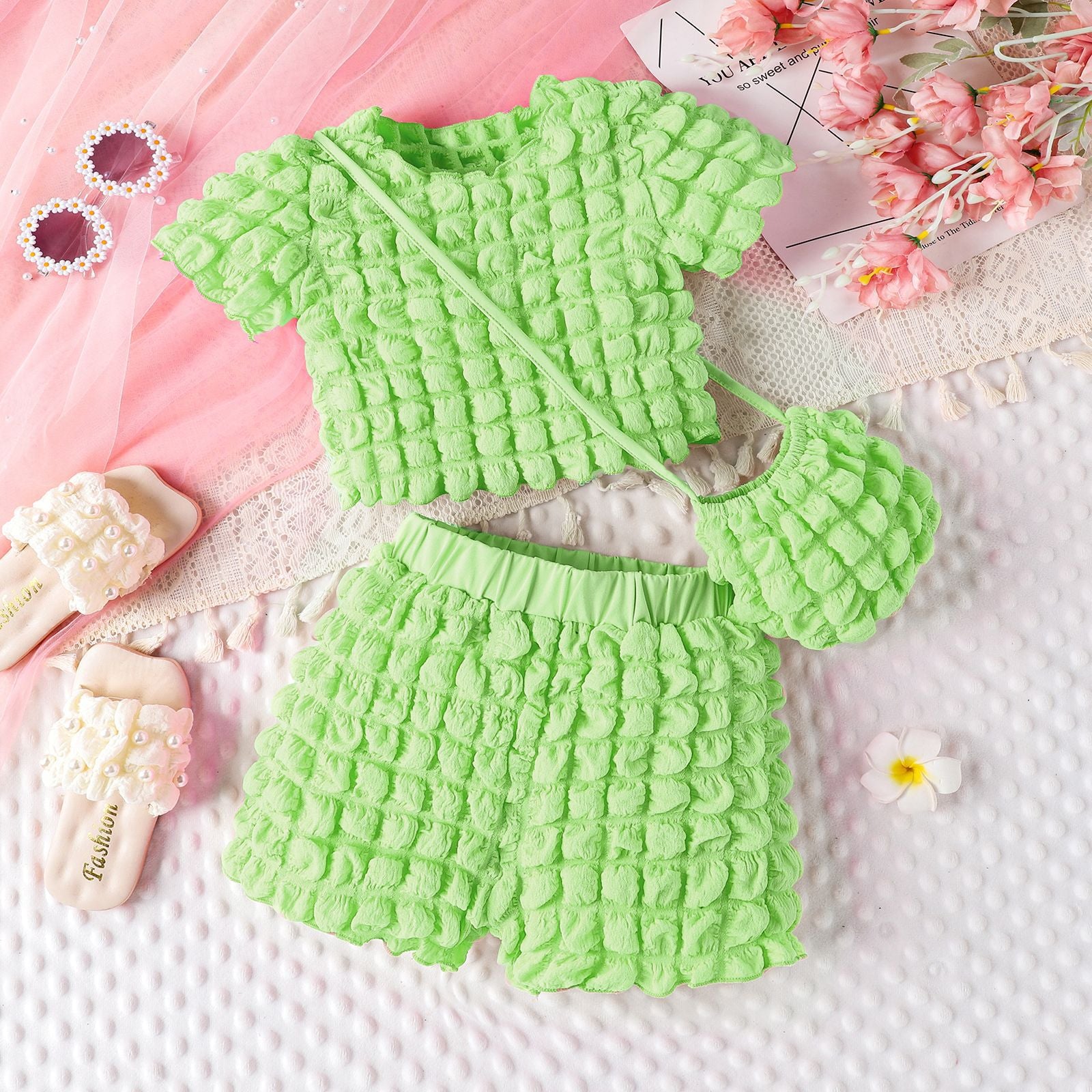 Wholesale Summer Popcorn 3D Candy Color Baby Clothes