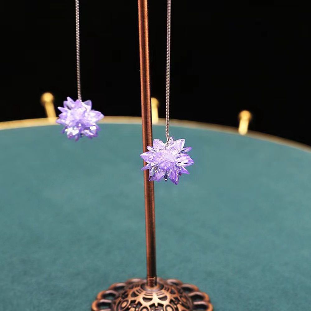 Wholesale Purple Ice Flower Chain Zircon Earrings