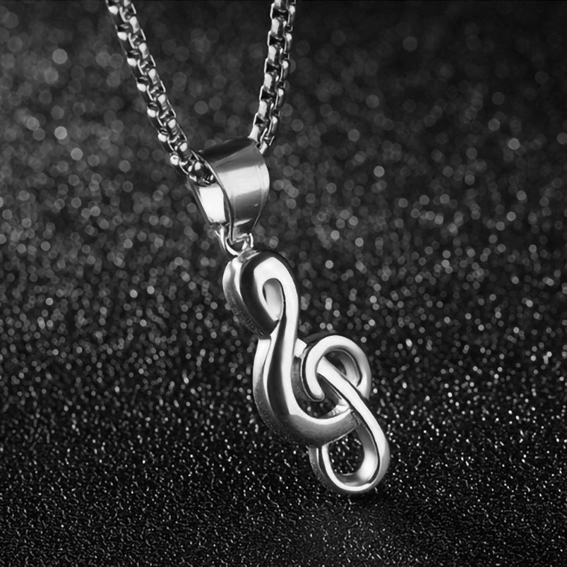 Wholesale Musical Note Titanium Steel Men's Necklace