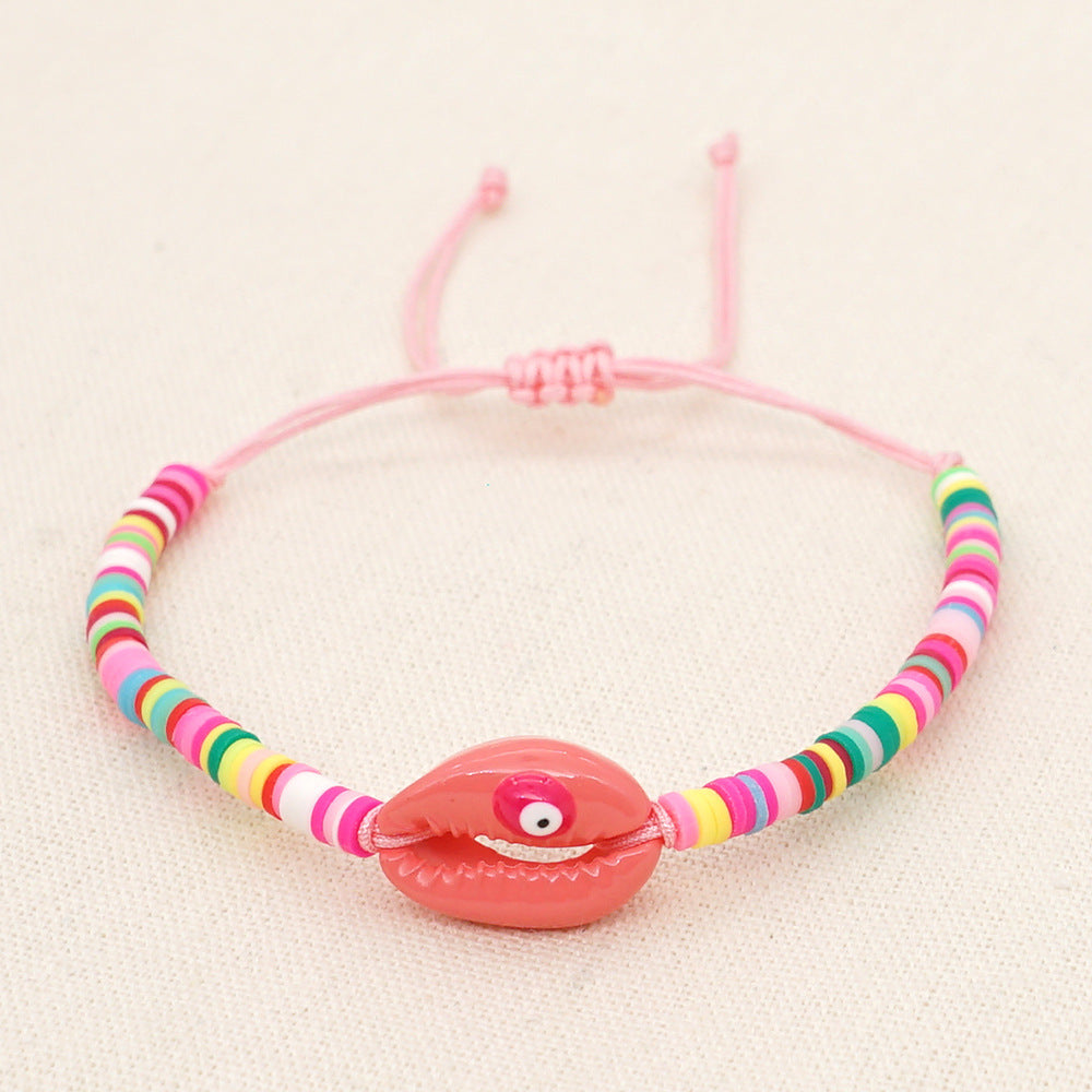Wholesale 4mm colored polymer clay natural shell drop oil eye Bracelet