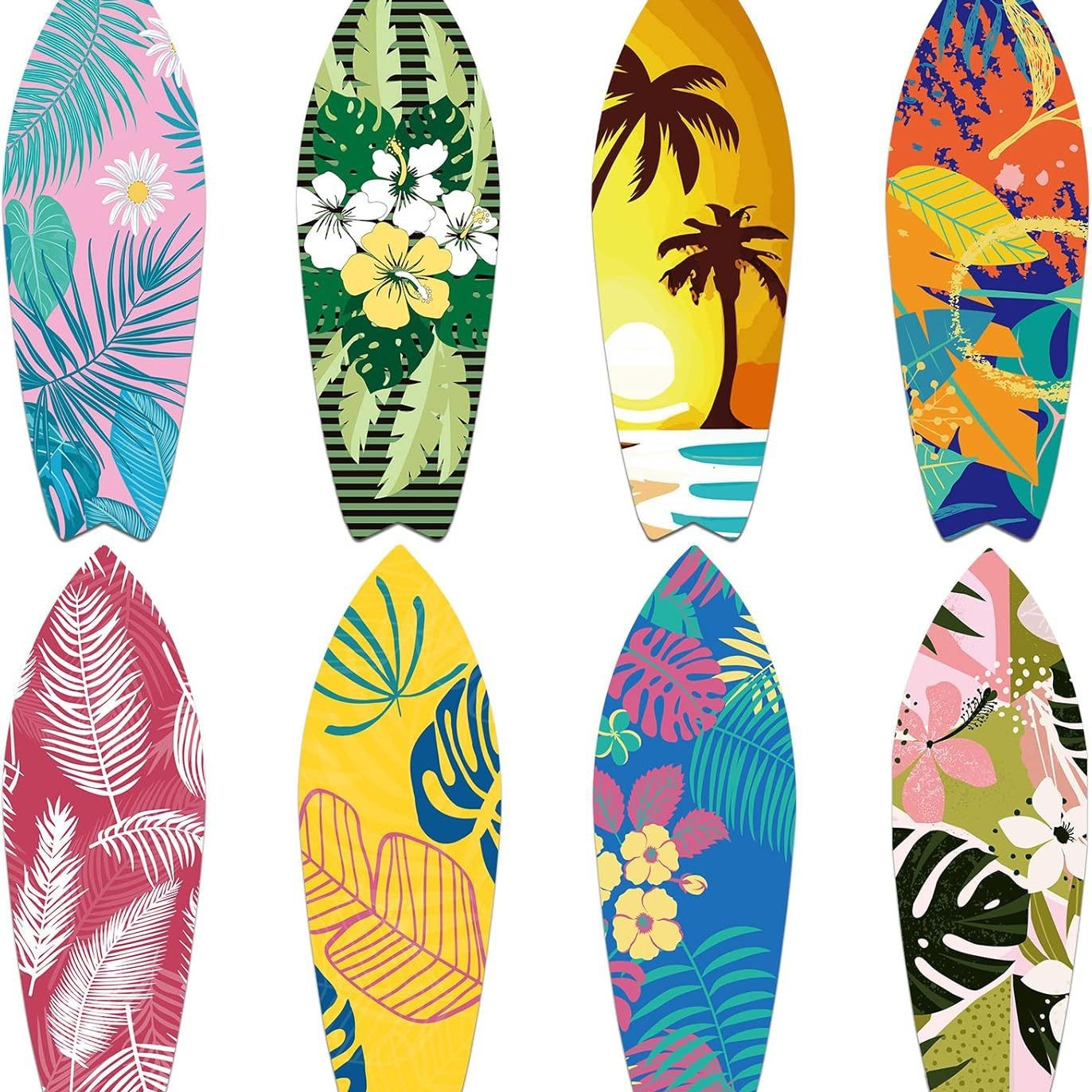Wholesale 15 Sets Summer Surfboard Beach Sign Hollow Paper Wall Decoration Hawaiian Party Supplies Tropical Bar Sign Pendant