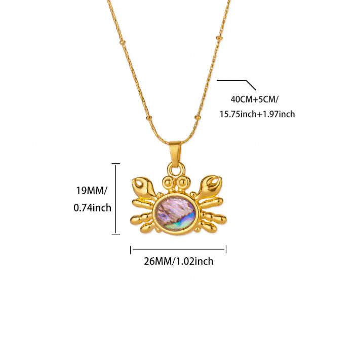 Wholesale stainless steel gold-plated crab fish pendant animal clavicle necklace