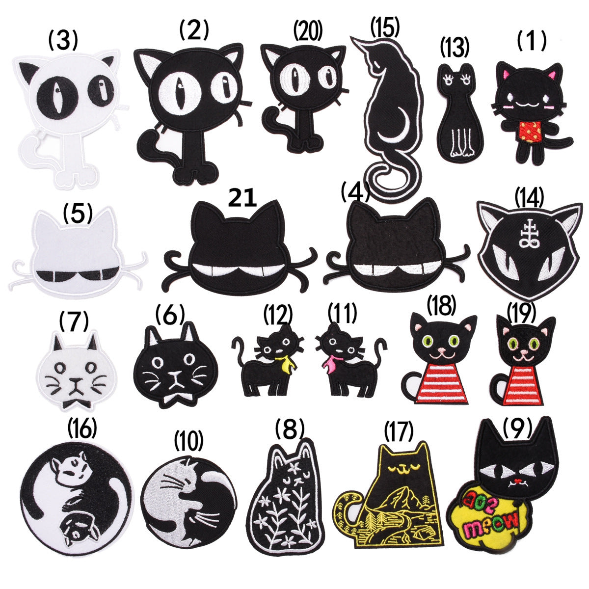 Wholesale Chic Cartoon Cat Embroidered Patches Iron On Appliques For Kids Clothing