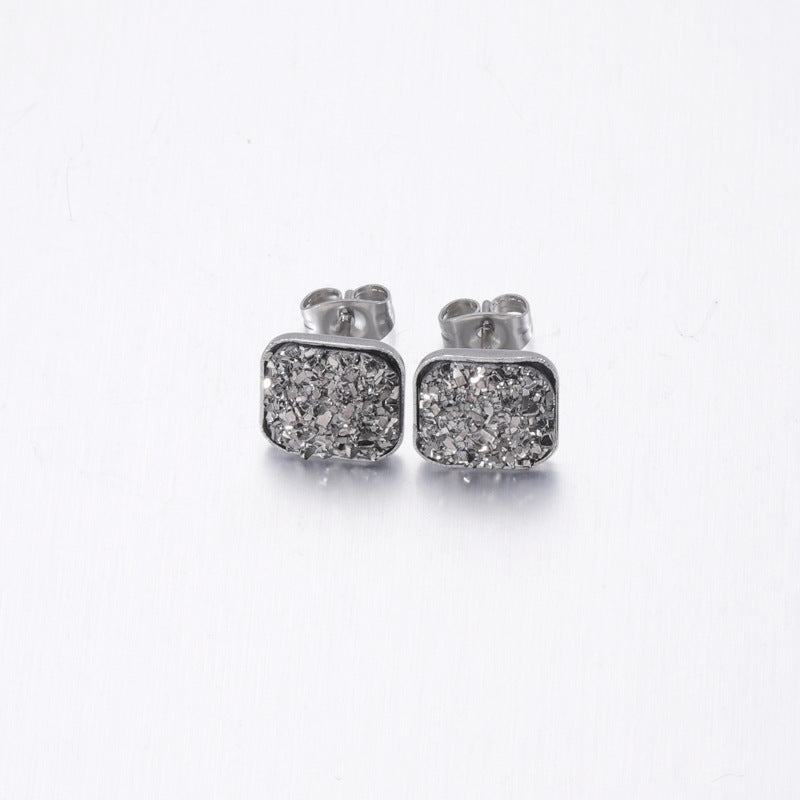 Wholesale personalized sweet multi-standard square baby's breath rhinestone earrings