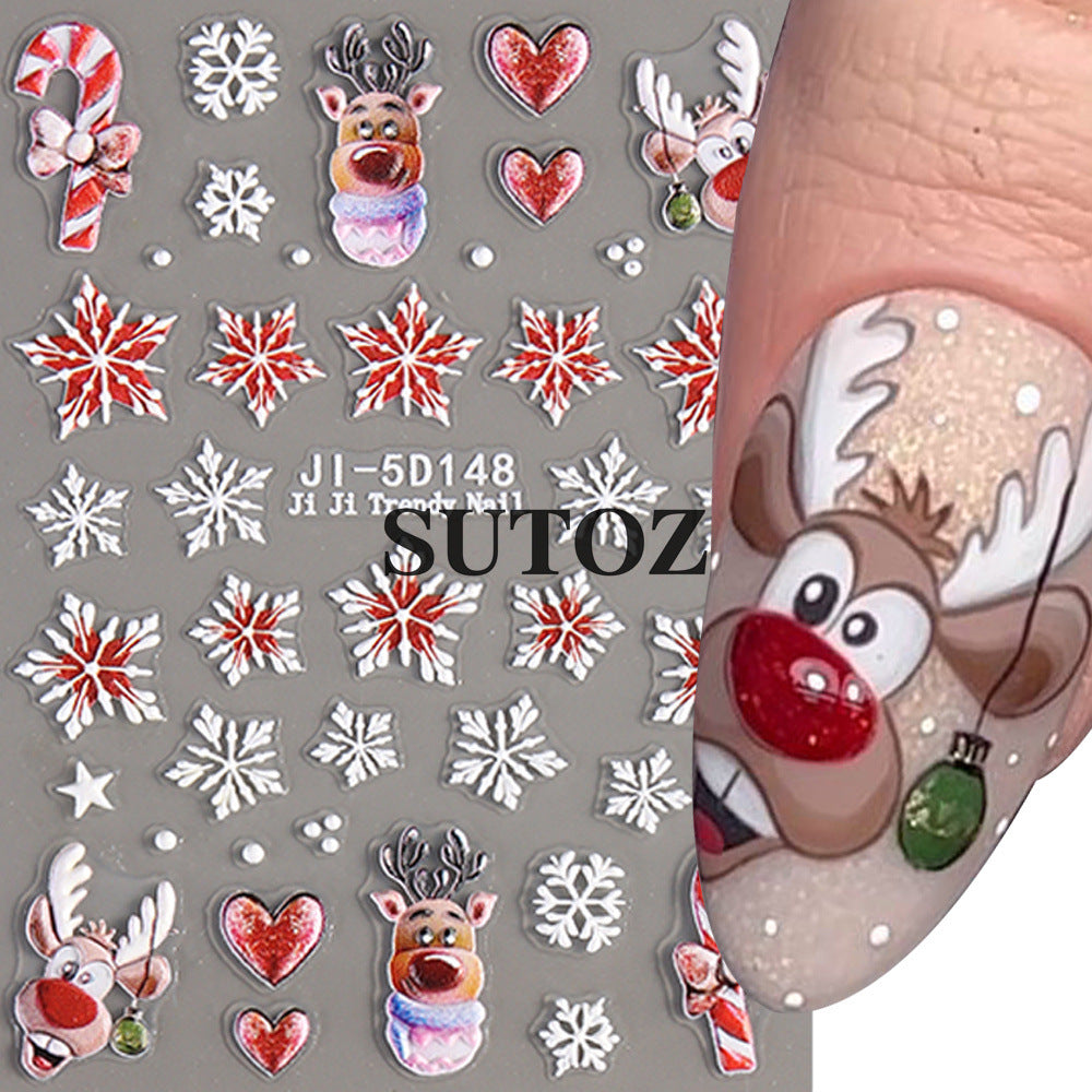 Wholesale Christmas 5D embossed nail art stickers