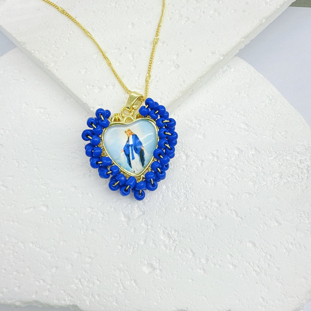 Wholesale Golden Rice Bead Love Pendant heart necklace