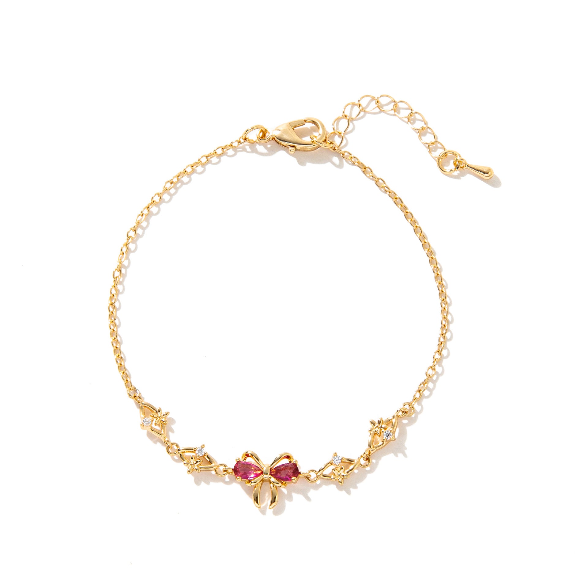 Wholesale Cute  Heart Zircon Butterfly Knot Copper Plastic Bracelet