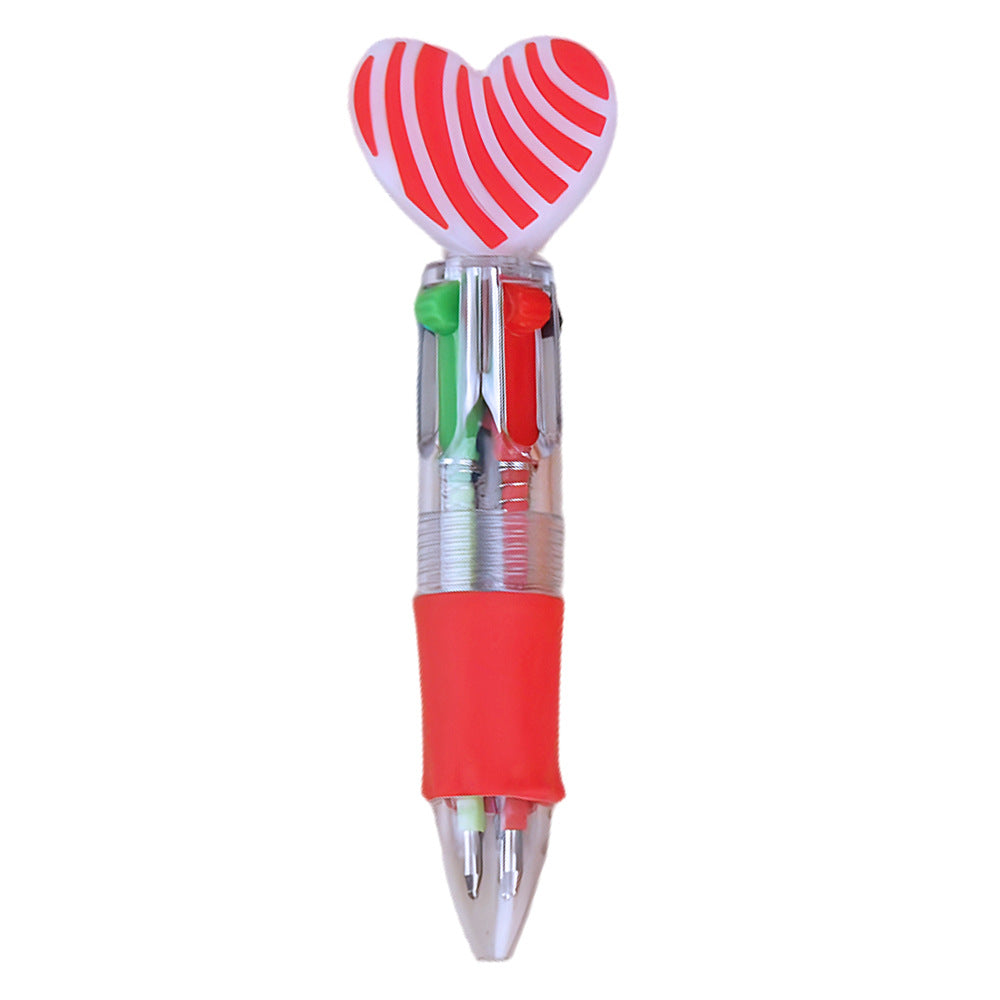 Wholesale Valentine' s Day gift heart-shaped four-color cartoon colored  Plastic Pen