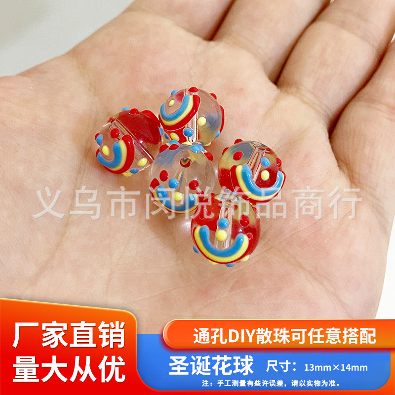 Wholesale 10pcs Snowman Christmas tree gingerbread man glass beads