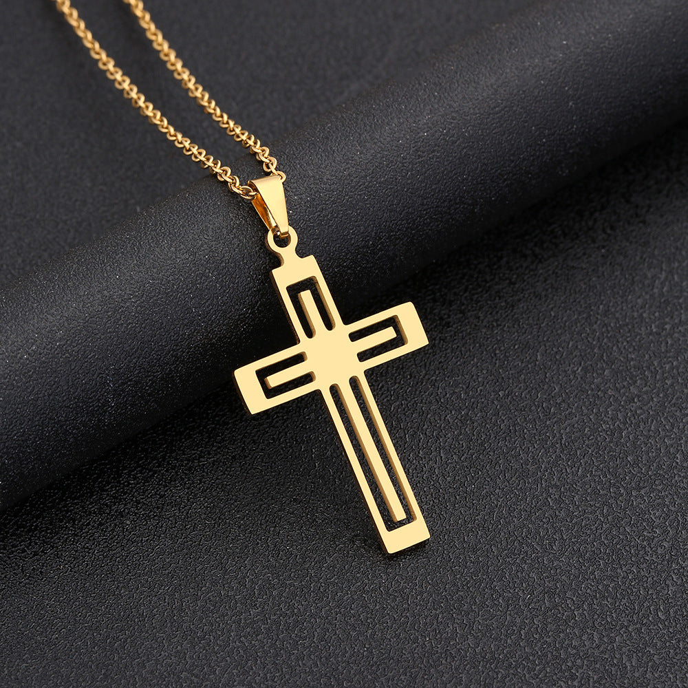 Wholesale Stainless Steel Cross Titanium Steel Necklace Sweater Chain