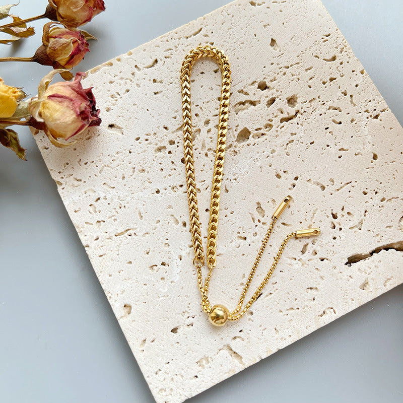 Wholesale Titanium steel golden wheat ear bracelet