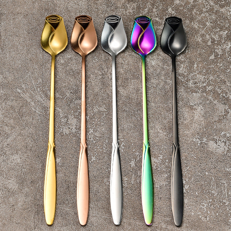 Wholesale Stainless Steel Cherry Blossom Rose Heart Plum Blossom Honey Spoon