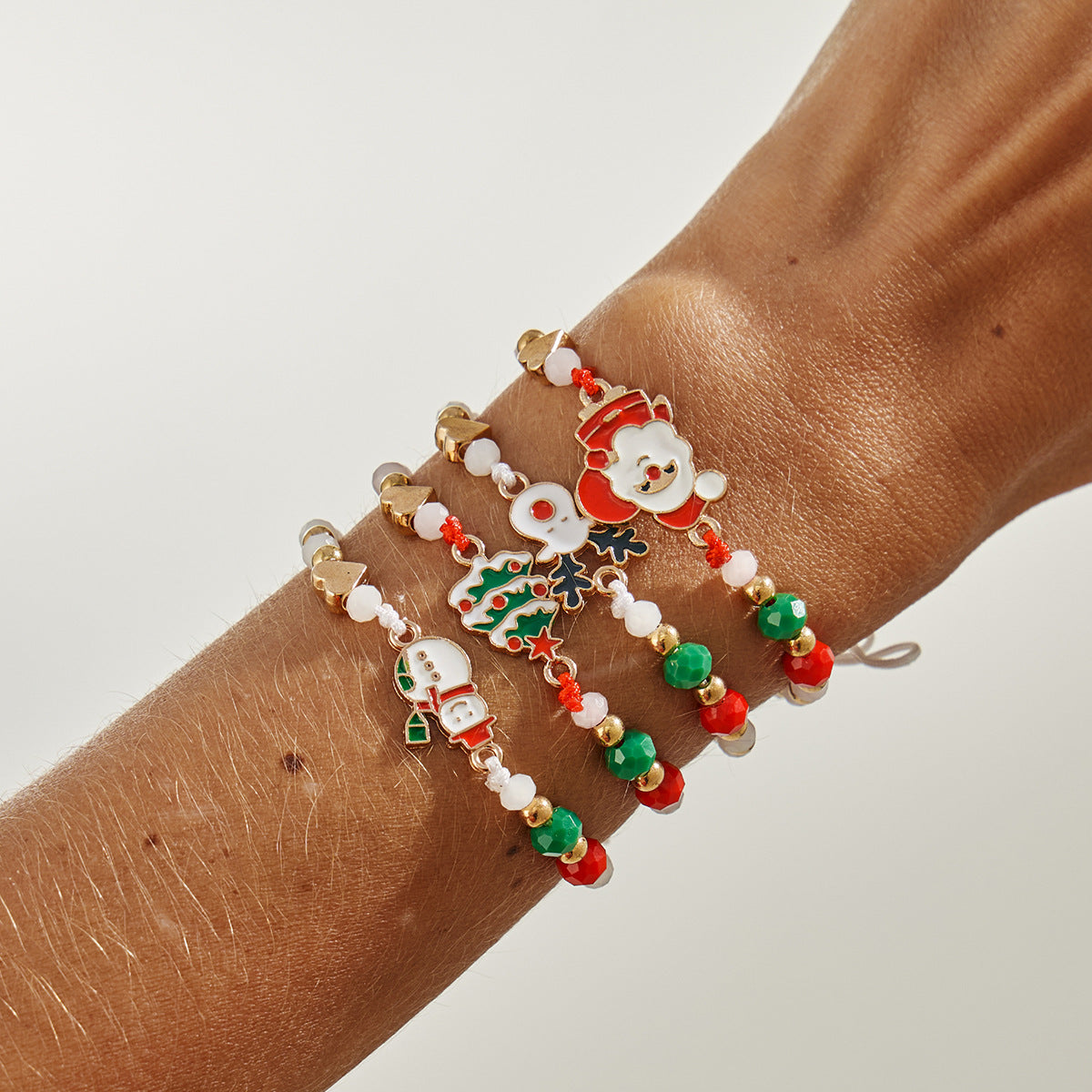 Wholesale Christmas beaded reindeer Layered Bracelet Set