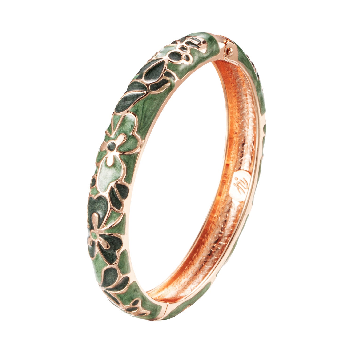 Pulsera de apertura de flores de aceite de esmalto verde de goteo de goteo al por mayor