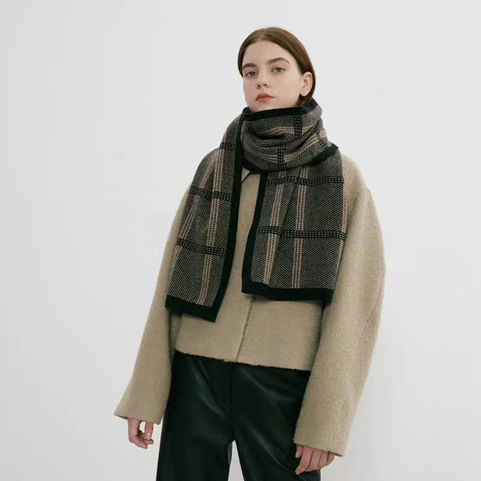 Wholesale Acrylic Multi-color Plaid Texture Patchwork Scarves