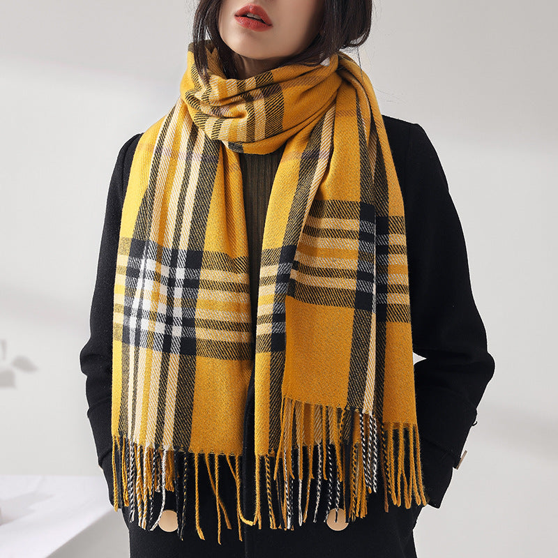Wholesale Autumn and Winter Warm Imitation Cashmere Mid-length Plaid Scarf
