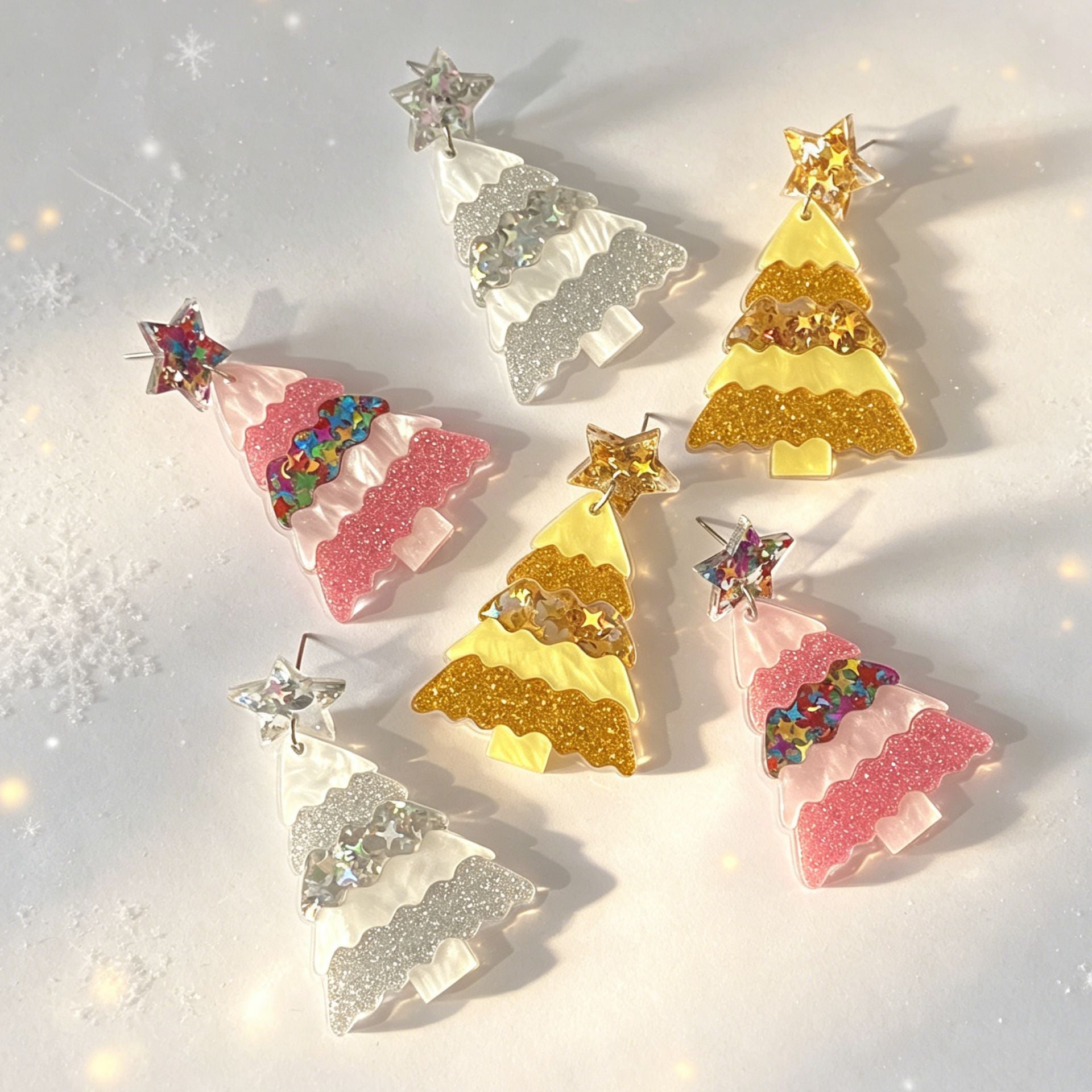 Wholesale Acrylic Christmas Tree Earrings With Geometric Sequins Sweet Party Fashion For Women