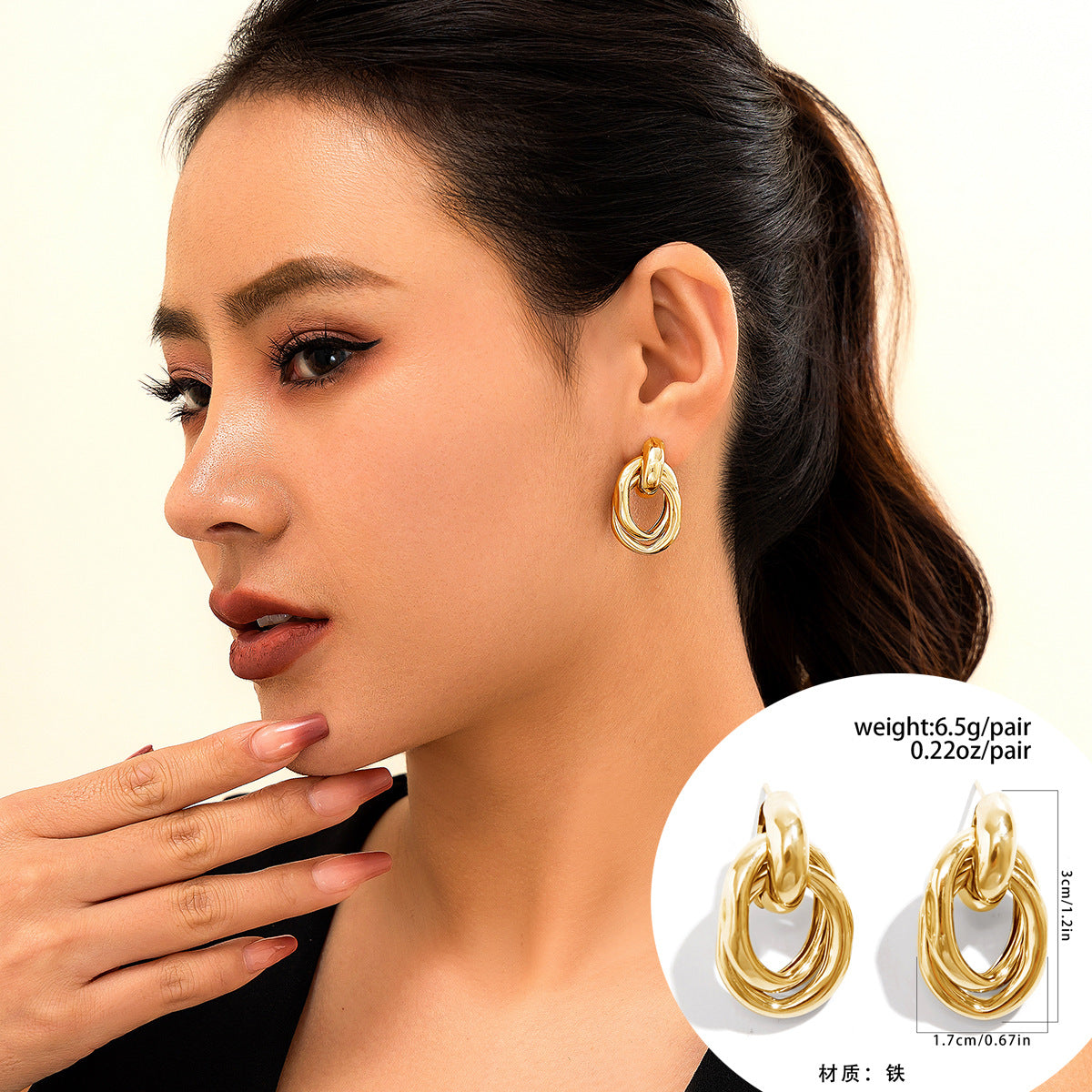 Wholesale Designed metal glossy water drop earrings