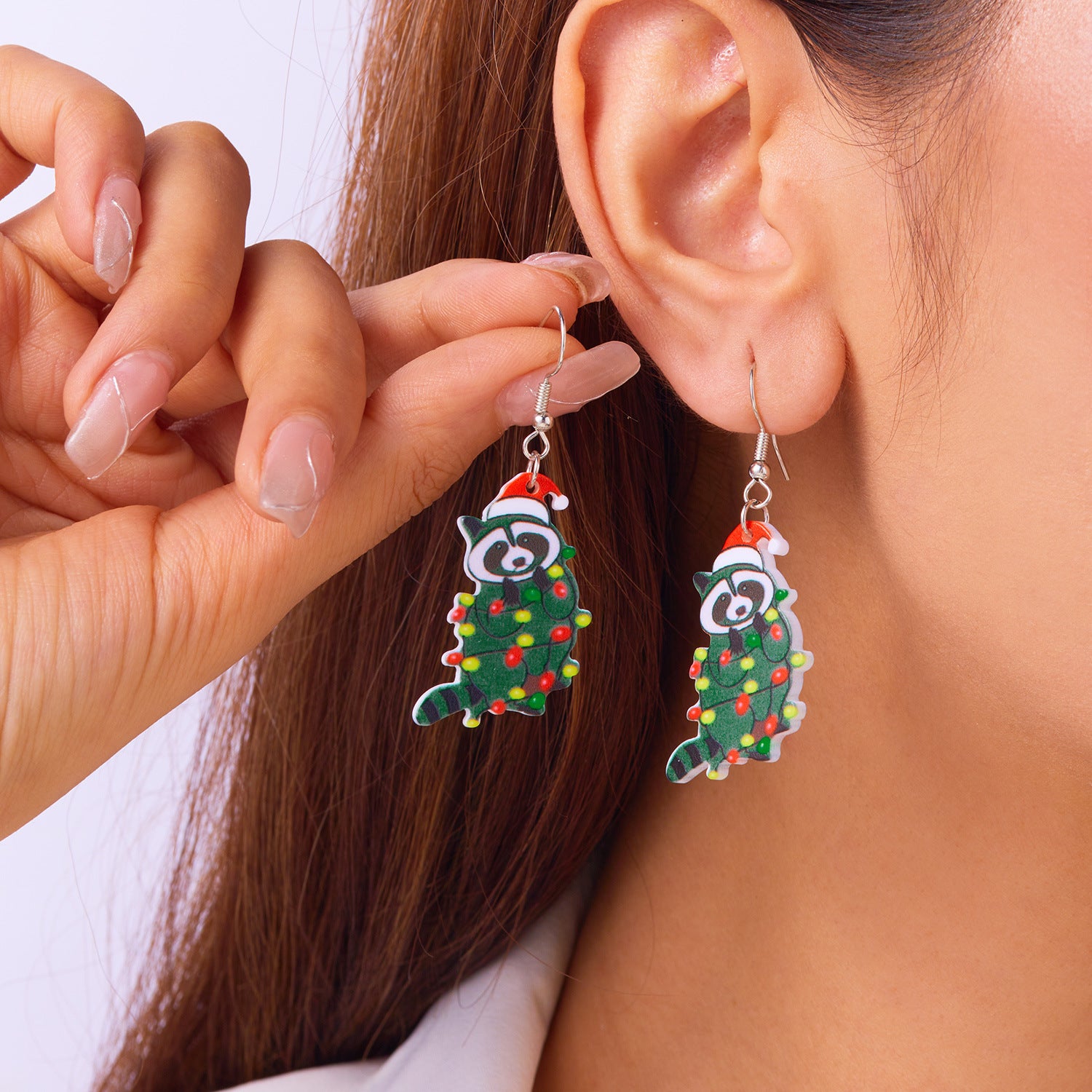 Wholesale Santa Claus Cat Christmas Series Acrylic Earrings