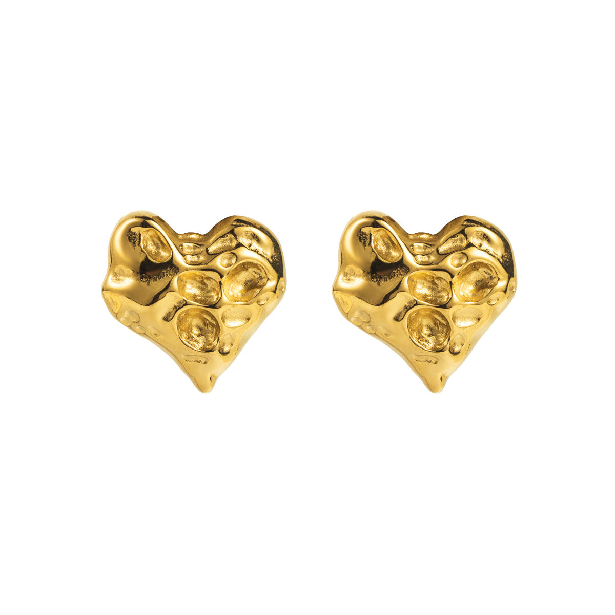 Wholesale Stainless Steel Heart Hammer Pattern Earrings