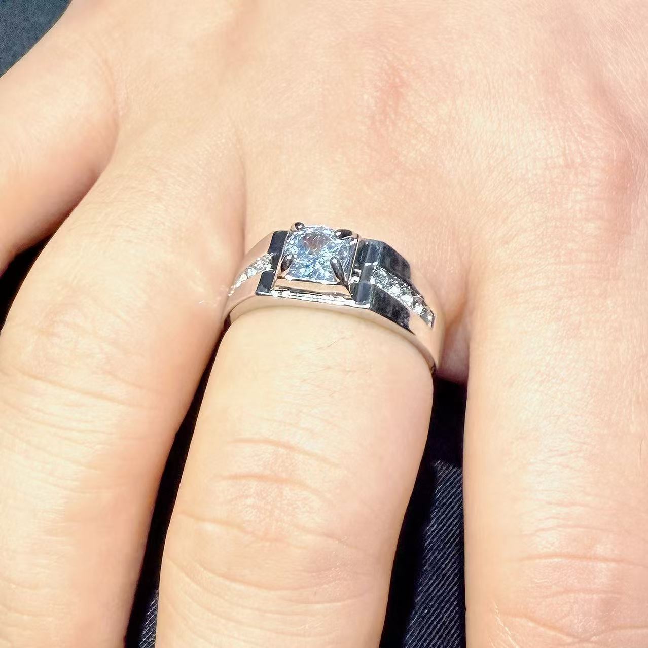 Wholesale Couple's imitation moissanite open gold-plated ring