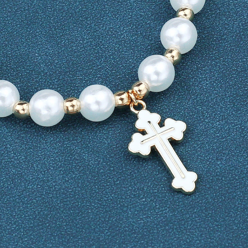 Wholesale Evil Eye Imitation Pearl Women's Prayer Bead Bracelet