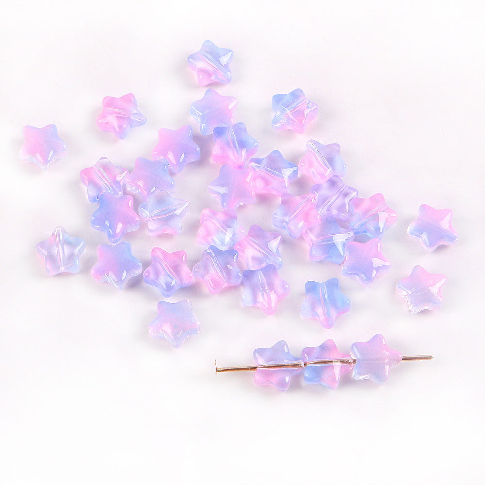Wholesale 20pcs Color-Plated Five-Pointed Star Glass Handmade DIY Acrylic Beads