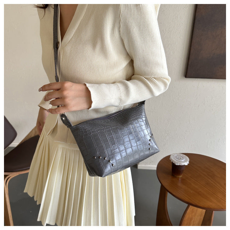 Wholesale Simple Square Bag Crocodile Texture PU Shoulder Bag Crossbody Bag