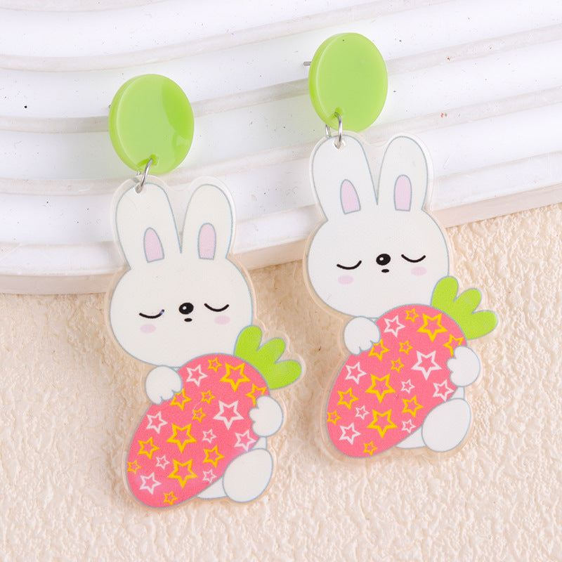 Wholesale Easter Rabbit Radish Chicken Acrylic Printed Earrings