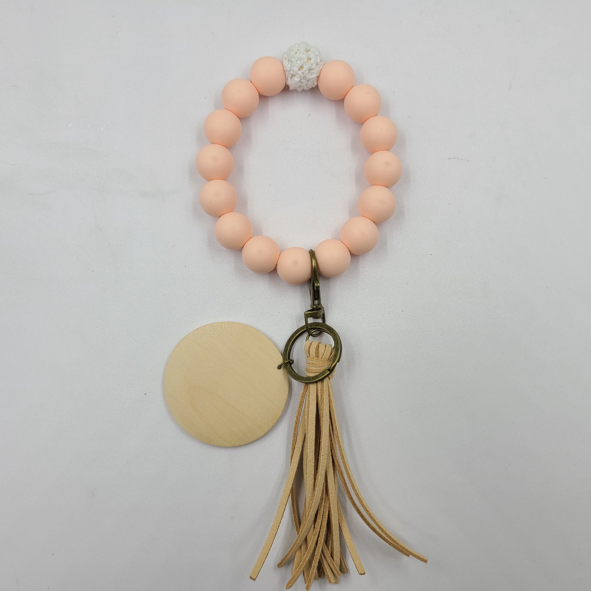 Wholesale Tassel Wood Chip Silicone Beaded Bracelet
