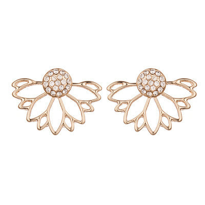 Wholesale Creative Hollow Lotus Shaped Full Diamond Earrings