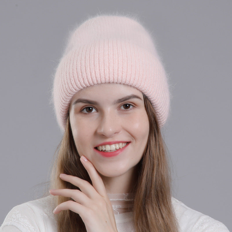 Wholesale All-match Rabbit Fur Autumn and Winter Fashion Knitted Wool Warm Pullover Earmuffs