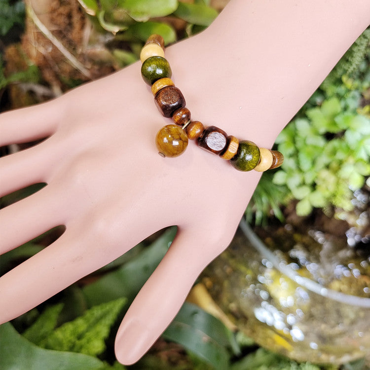 Wholesale Wood Art Leather Rope Onyx Necklaces