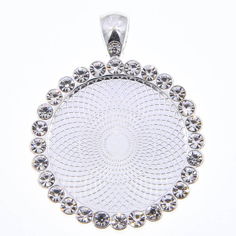 Wholesale100PCS/PACK Alloy 25mm Round Time Gemstone Dot Diamond Base