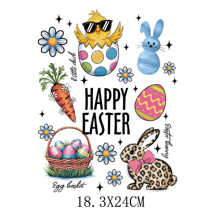 Wholesale 10pcs Easter Rabbit Radish UV DTF Ready to Press Transfers Wrap