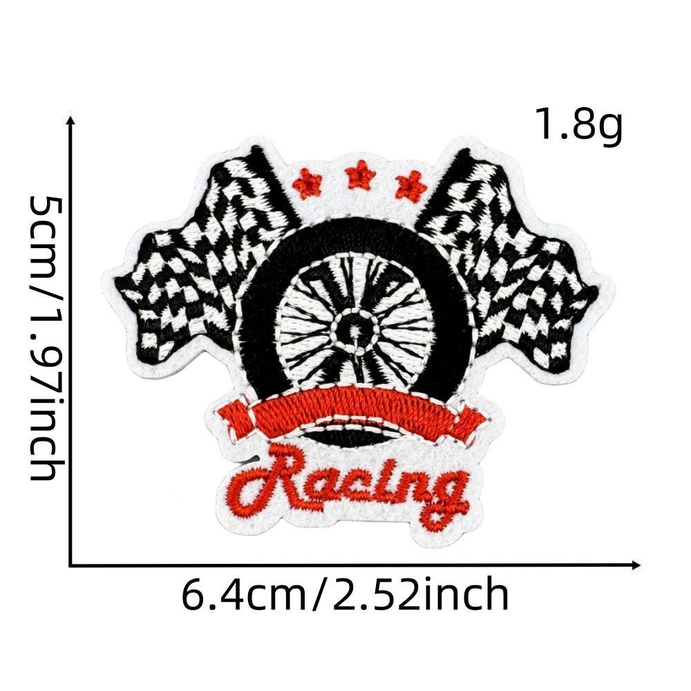 Wholesale Motorcycle Racing Cartoon Embroidered Patches Black White Graffiti Theme Party Bag Decoration