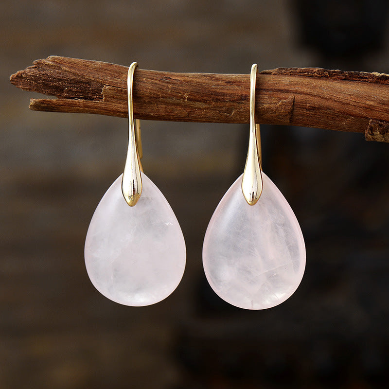 Wholesale Natural Stone Powder Crystal Pendant Earrings