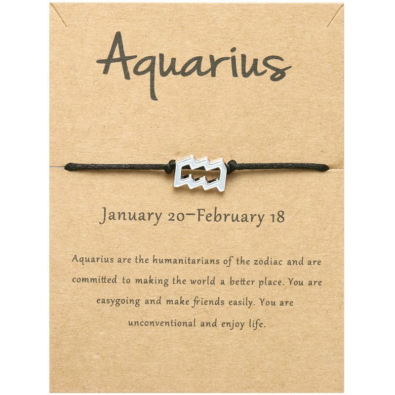 Wholesale Twelve Constellation Adjustable Black Cord Bracelet