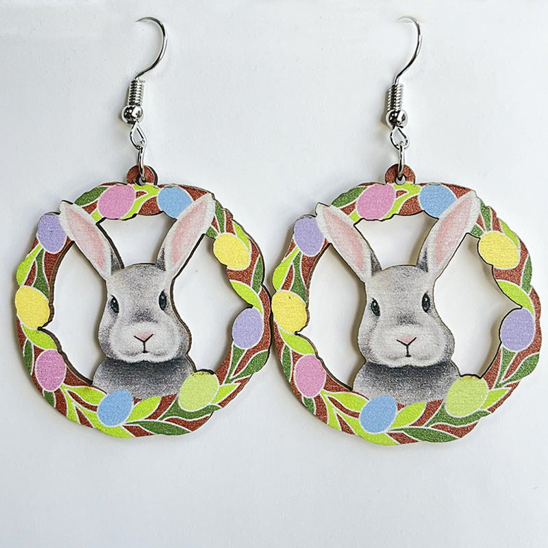Wholesale 2pcs Cute Mushroom Cross Rabbit Easter Egg Earrings